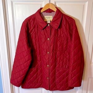 Eddie Bauer Snap Front deep red Barn Coat, Women’s 1X, cozy flannel lining